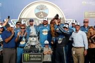 Kevin Harvick celebrates in Victory Lane after winning the Monster Energy NASCAR Cup Series Foxwoods Resort Casino 301. Courtesy: Getty